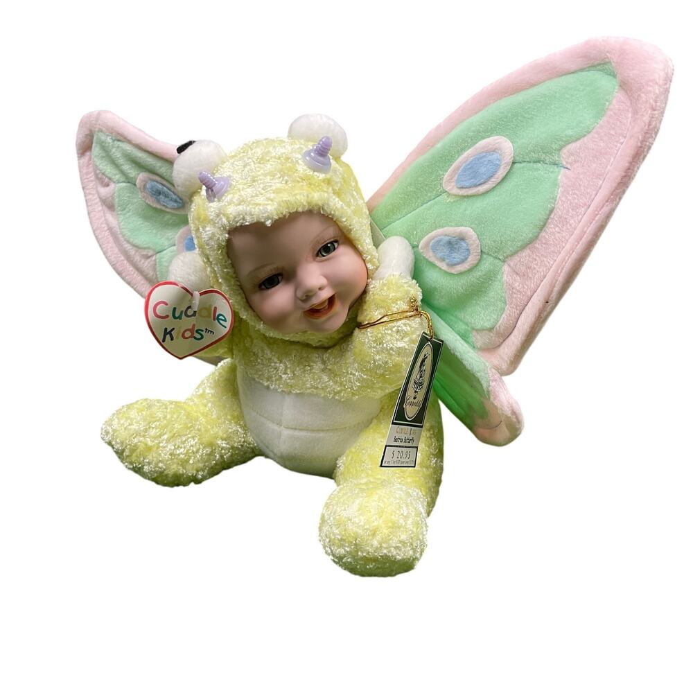 Vintage 2002 Geppeddo Cuddle Kids Beatrice Butterfly Porcelain Faced Doll